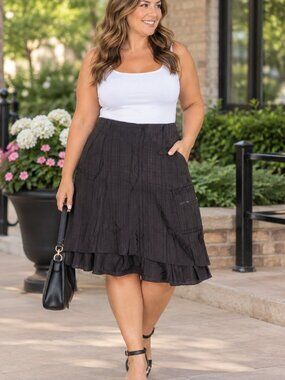 Black Tiered Utility Skirt